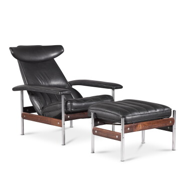 View full screen - View 1 of Lot 10. 1001 AX reclining armchair and stool.