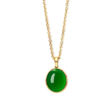 View full screen - View 1 of Lot 1835. 'Imperial Green' Jadeite Pendent Necklace | 天然「帝王綠」翡翠項鏈.