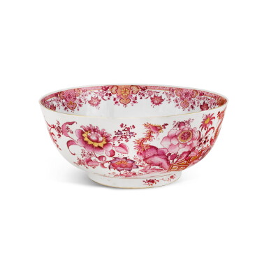 View full screen - View 1 of Lot 226. A large puce-enamelled and gilt-decorated punch bowl Qing dynasty, mid-18th century.