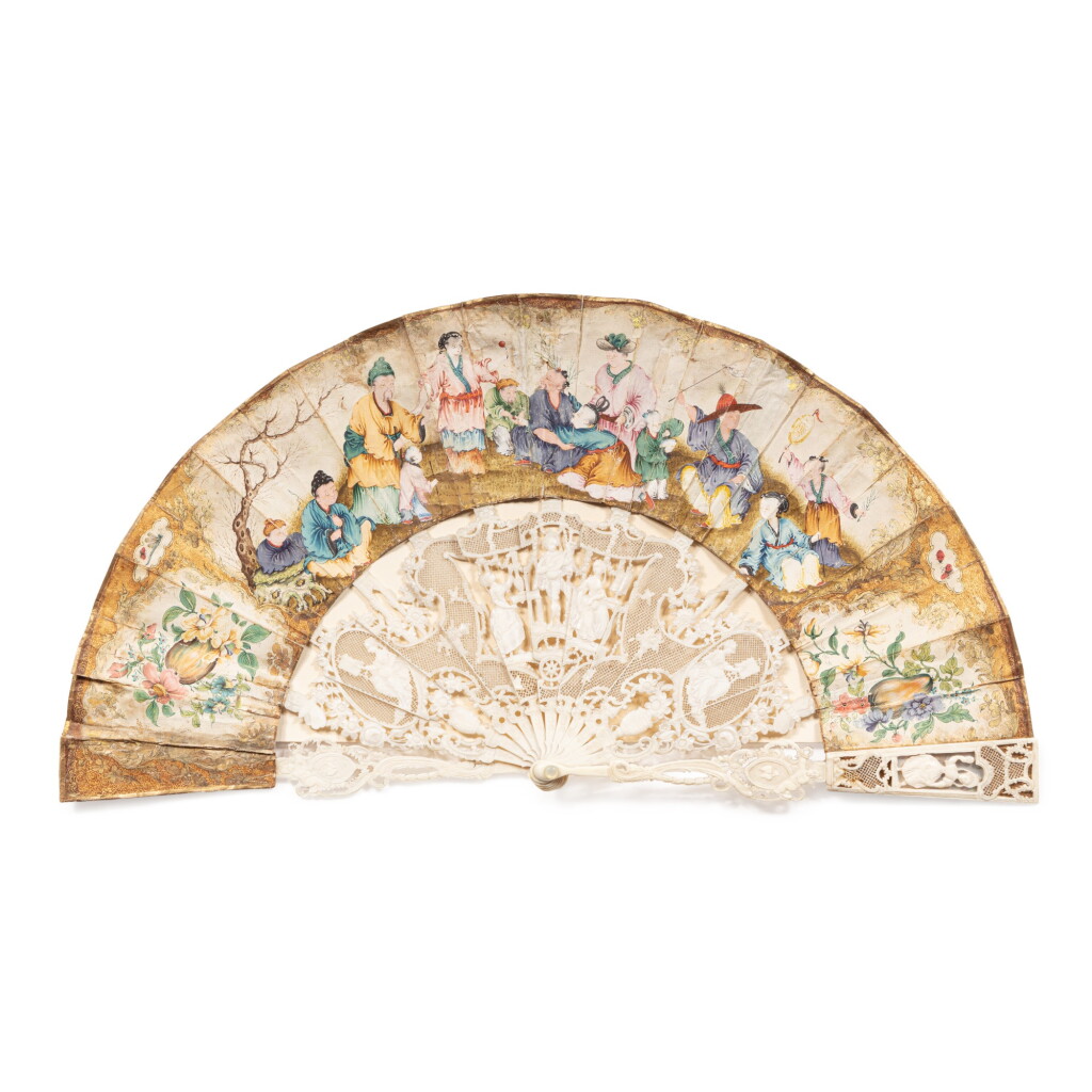 View full screen - View 1 of Lot 1108. An ivory fan, probably French, mid-18th century.