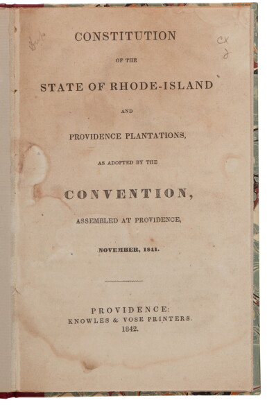 View full screen - View 1 of Lot 202. Rhode Island | The Landholders' Constitution.