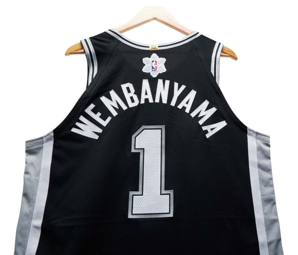 View full screen - View 1 of Lot 1. Victor Wembanyama ‘Christmas Game Debut’ San Antonio Spurs 2024-2025 Game Worn Icon Edition Jersey | 42 Points, 18 Rebounds | 1,000th Career Rebound | Double-Double | Worn at Madison Square Garden.