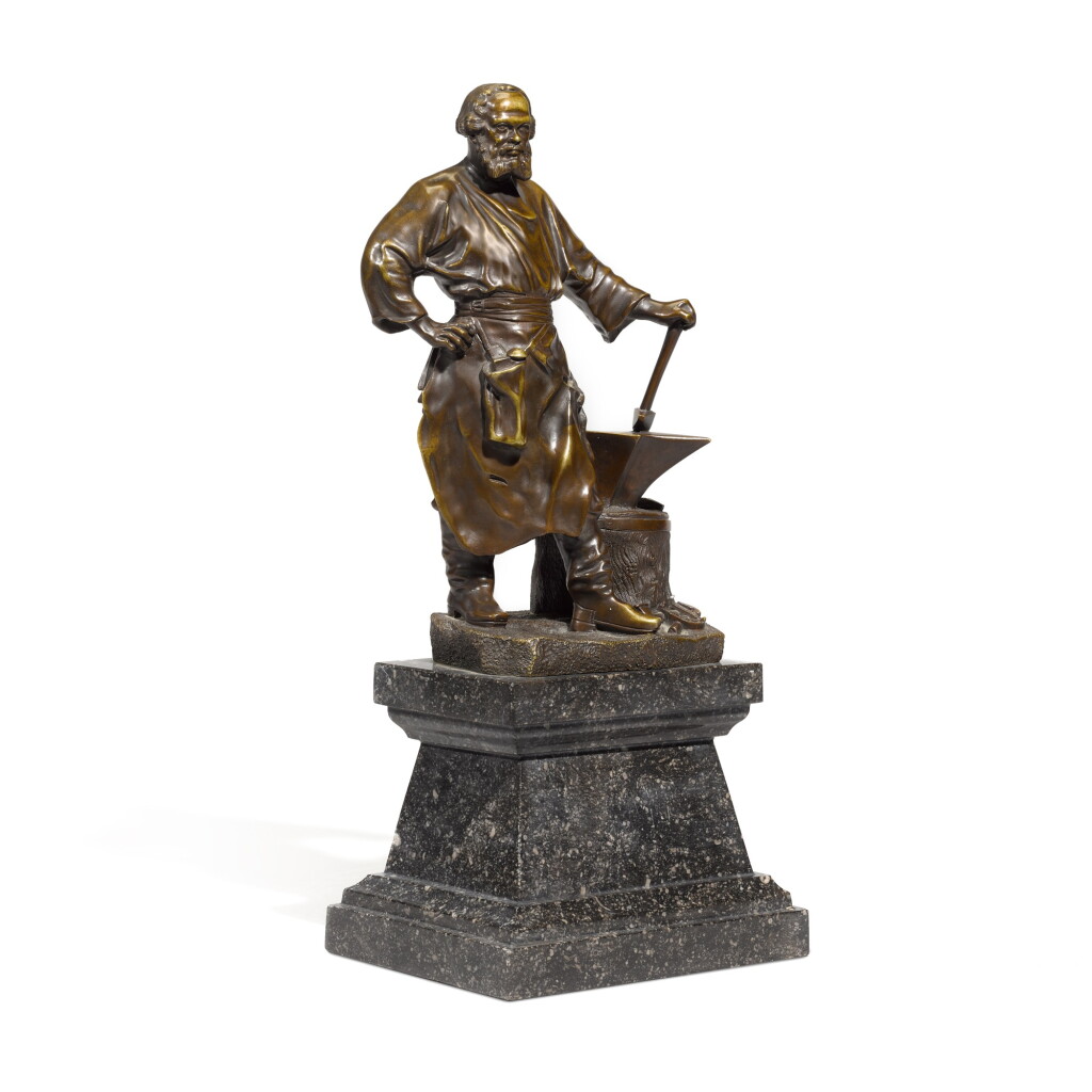 View full screen - View 1 of Lot 384. The Blacksmith Ivan Chekmeneff: a bronze figural sculpture, after Napoleon Jacques, St Petersburg, 1850s.