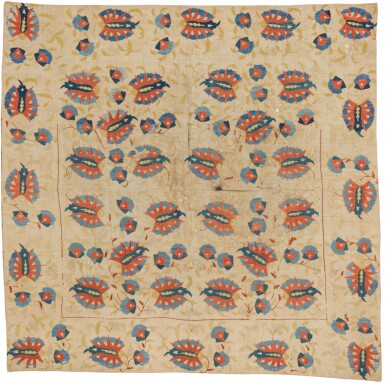 View full screen - View 1 of Lot 193. TWO EMBROIDERED 'BOHÇA' PANELS, OTTOMAN, 17TH CENTURY AND LATER.