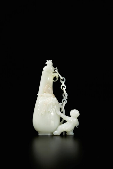 View full screen - View 1 of Lot 101. A white jade vase and cover, Qing dynasty, 18th / 19th century.