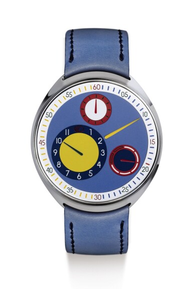 View full screen - View 1 of Lot 2267. RESSENCE | TYPE 1 SLIM “AYRTON & FINLAY” A UNIQUE TITANIUM AUTOMATIC WRISTWATCH WITH MULTI-COLOR ROTATING DIAL AND DAY OF THE WEEK INDICATION, DESIGNED BY RESSENCE AND RAYMOND RAMSDEN, TO BE SOLD TO BENEFIT THE COVID-19 RESEARCH PROGRAMME OF THE KU LEUVEN AND UZ LEUVEN UNIVERSITIES, MADE IN 2020 " | Ressence | Type 1 Slim ""Ayrton & Finley"" 獨一無二鈦金屬自動上弦腕錶,備多彩迴轉錶盤及星期顯示,由Raymond Ramsden及Ressence設計,為KU Leuven及UZ Leuven大學造福Covid-19研究而製,2020年製".