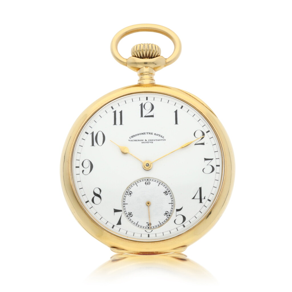 View full screen - View 1 of Lot 8078. Vacheron Constantin | A yellow gold openface keyless watch with enamel dial, Circa 1900 | 江詩丹頓 | 黃金懷錶,備琺瑯錶盤,約1900年製.