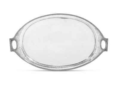 View full screen - View 1 of Lot 142. A LARGE SILVER GALLERIED TRAY, RIVAGE, ST PETERSBURG, CIRCA 1885.