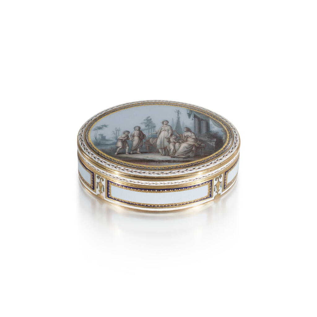 View full screen - View 1 of Lot 151. A Gold and Enamel Snuff Box, German, Circa 1790 .