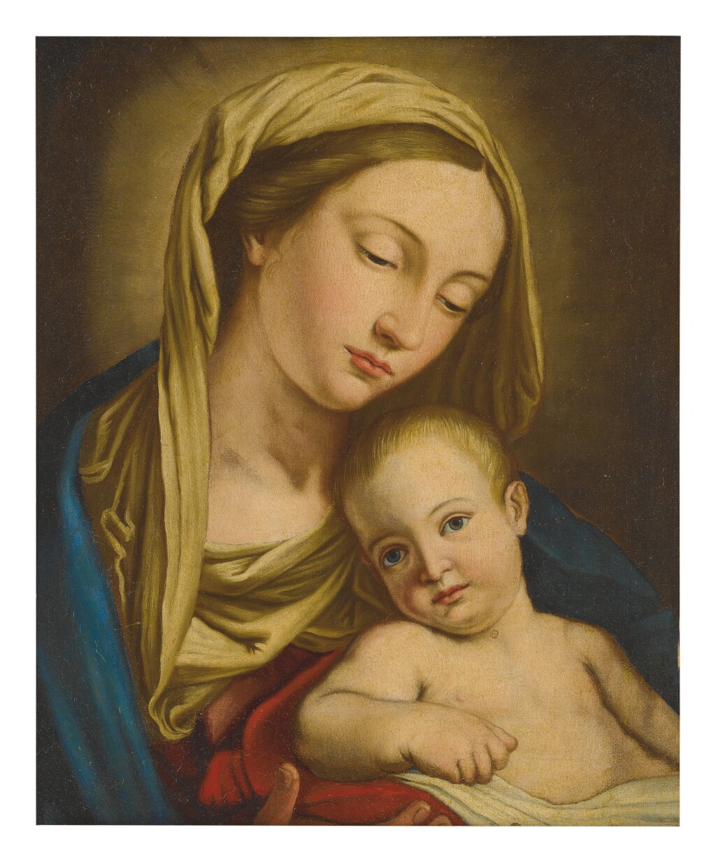 View full screen - View 1 of Lot 579. FOLLOWER OF GIOVANNI BATTISTA SALVI, CALLED SASSOFERRATO | MADONNA AND CHILD.