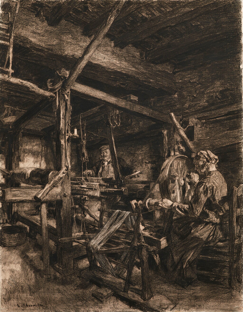 View full screen - View 1 of Lot 80. LÉON-AUGUSTIN LHERMITTE | THE WEAVER.