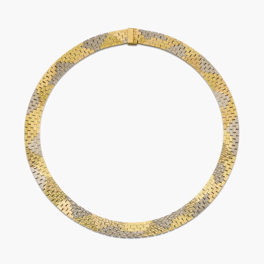 View full screen - View 1 of Lot 190. Tricoloured Gold Necklace.