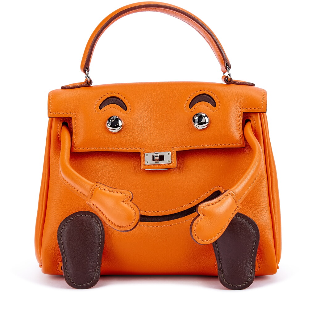 View full screen - View 1 of Lot 9734. Limited Edition Orange H and Chocolat Gulliver Quelle Idole Kelly Doll Palladium Hardware.