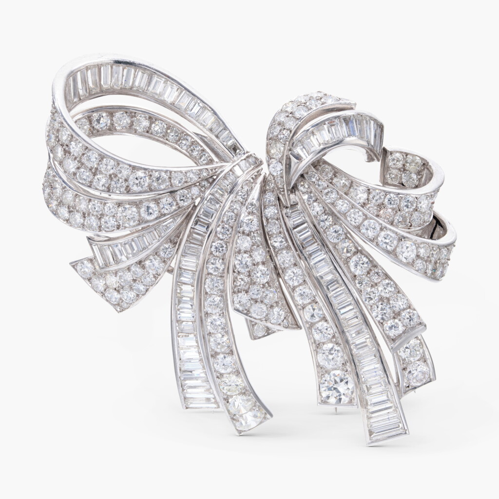 View full screen - View 1 of Lot 675. Diamond Double Clip-Brooch.