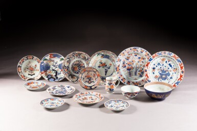 View full screen - View 1 of Lot 273. A large group of fifteen Chinese and Japanese Imari wares, 18th century.