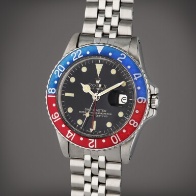 View full screen - View 1 of Lot 442. Reference 1675 GMT-Master | A stainless steel automatic dual time wristwatch with date and bracelet, Circa 1965 | The Hammer Collection .