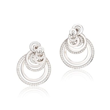 View full screen - View 1 of Lot 582. 'Gypsy' Pair of Diamond Pendent Earrings | de Grisogono | 'Gypsy' 鑽石耳墜一對.
