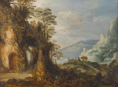View full screen - View 1 of Lot 6. A mountainous landscape with a grotto.