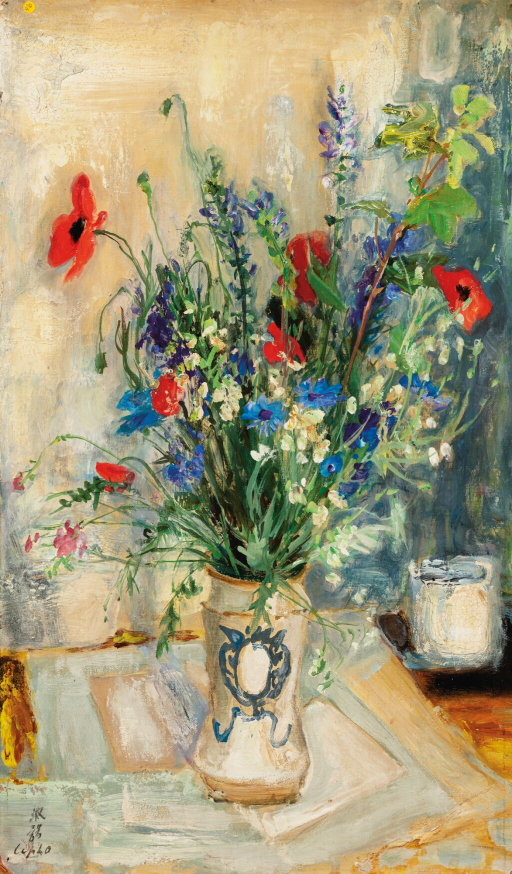 View full screen - View 1 of Lot 88. Bouquet de bleuets et de coquelicots.