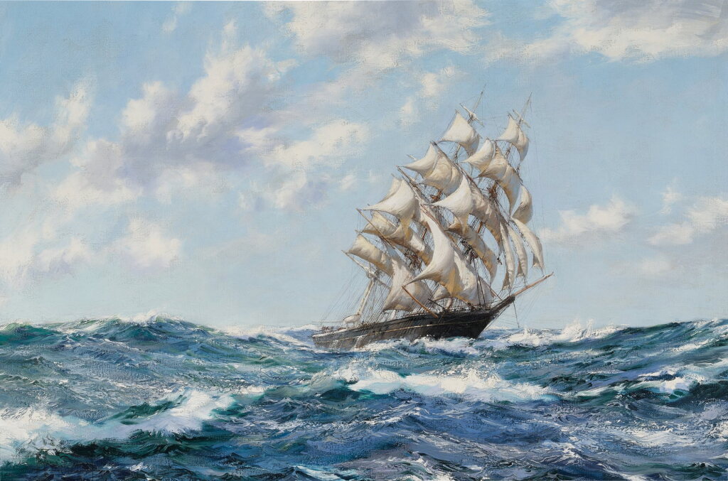View full screen - View 1 of Lot 432. The Clipper Ship Blue Jacket on Choppy Seas.
