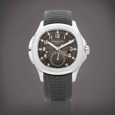 View full screen - View 1 of Lot 2152. Aquanaut Travel Time, Reference 5164 | A stainless steel dual time zone wristwatch with date and day and night indication, Circa 2012 | 百達翡麗 | AQUANAUT TRAVEL TIME 型號5164 | 精鋼兩地時間腕錶,備日期及晝夜顯示,約2012年製.