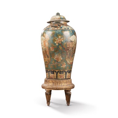 View full screen - View 1 of Lot 92. A chinoiserie painted metal covered vase, North Italy, late 18th century | Vase couvert en tôle peinte, Italie du Nord, fin XVIIIe siècle.