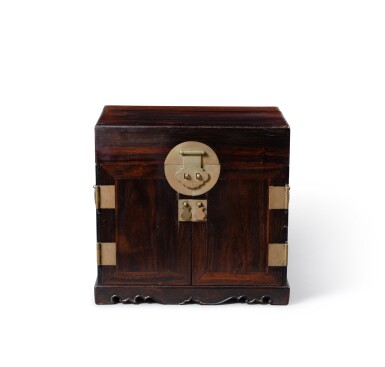 View full screen - View 1 of Lot 56. A zitan portable chest 'guanpixiang' Qing dynasty | 清 紫檀官皮箱.