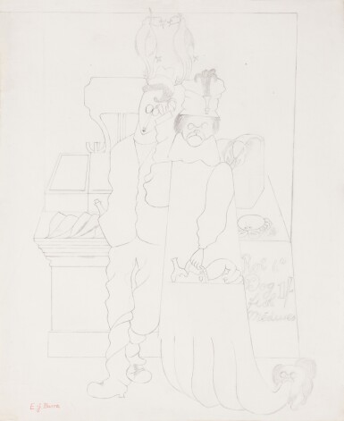 View full screen - View 1 of Lot 46. EDWARD BURRA | TWO FIGURES AT FISH STALL.