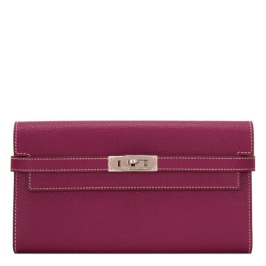 View full screen - View 1 of Lot 40. Hermès Bi-Color Tosca and Rose Tyrien Epsom Kelly Long Wallet.