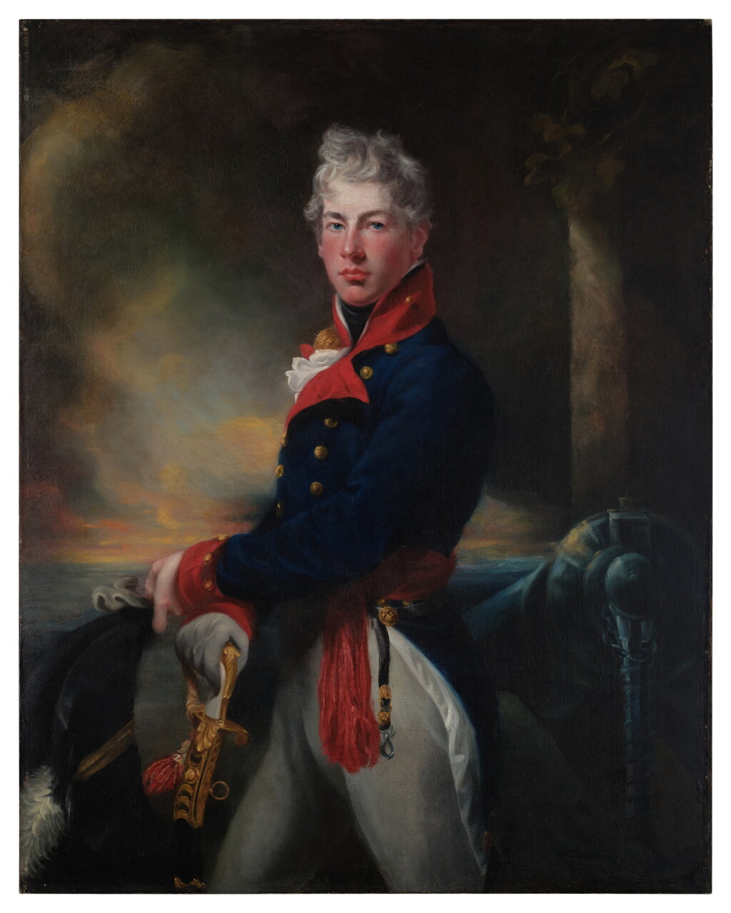 View full screen - View 1 of Lot 582. Portrait of an officer in the Royal Artillery, three-quarter length.