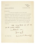 CHURCHILL | Letter signed, to Richard Freund, on the likelihood of war, 2 September 1938