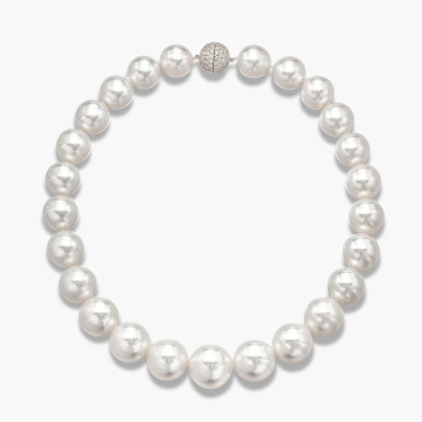 View full screen - View 1 of Lot 1722. Cultured Pearl and Diamond Necklace | 養殖珍珠 配 鑽石 項鏈.