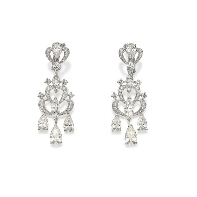 View full screen - View 1 of Lot 145. Cartier | Pair of Diamond 'Harmonie' Earclips, France 卡地亞 鑽石「Harmonie」耳環一對,法國.
