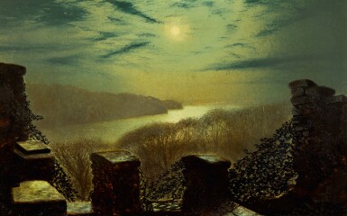 View full screen - View 1 of Lot 52. JOHN ATKINSON GRIMSHAW | Night Scene in Roundhay Park.
