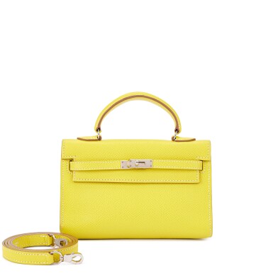 View full screen - View 1 of Lot 1545. Limited Edition Lime Epsom Micro Mini Kelly 15 Palladium Hardware, 2011.