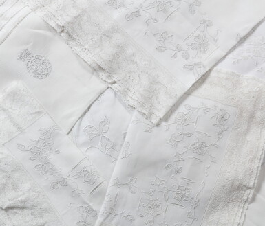 View full screen - View 1 of Lot 2106. Lot comprising two cotton bed linen sets, early 20th century | Lot de parures de lit en coton, début du XXe siècle.