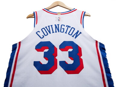 View full screen - View 1 of Lot 68. Robert Covington ‘Christmas Day’ Philadelphia 76ers 2023-2024 Game Worn Association Edition Jersey.