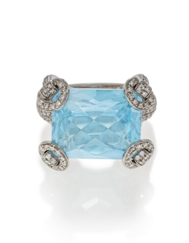 View full screen - View 1 of Lot 24. Topaz and diamond ring, 'Horsebit'.