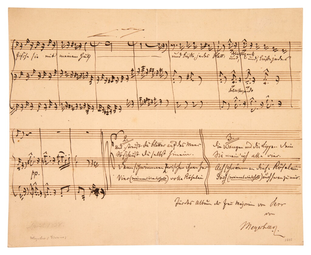 View full screen - View 1 of Lot 146. Giacomo Meyerbeer and Pietro Mascagni | Three autograph manuscripts, C19th-C20th.