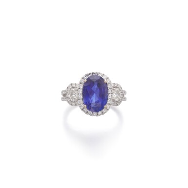 View full screen - View 1 of Lot 759. Sapphire and diamond ring.