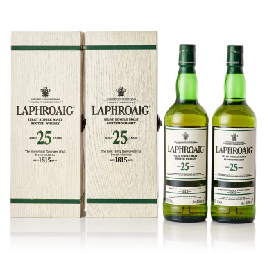 View full screen - View 1 of Lot 6548. Laphroaig 25 Year Old Cask Strength 48.6 abv 2012 (2 BT70).