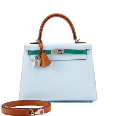 View full screen - View 1 of Lot 7732. Limited Edition Bleu Brume, Vert Jade and Gold Epsom Kelly 25 Sellier Palladium Hardware, 2021.