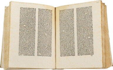 View full screen - View 1 of Lot 139. Leonardus de Utino, Sermones de sanctis, Vicenza, 1480, old vellum.