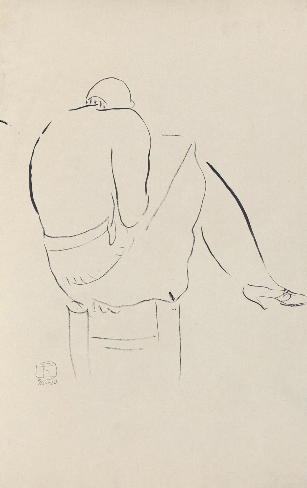 View full screen - View 1 of Lot 260. Sanyu 常玉 | Seated Woman with Back Facing Front 背面坐姿裸女.