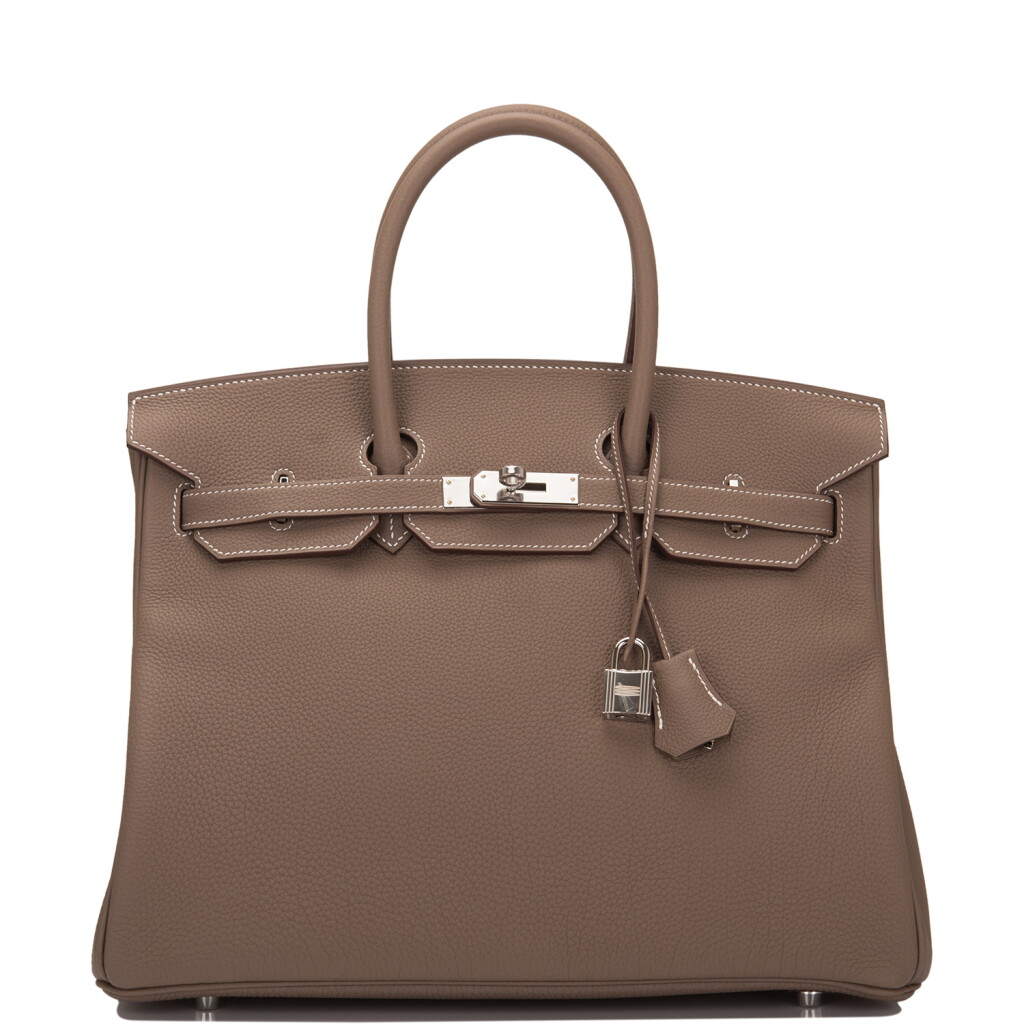 View full screen - View 1 of Lot 12. Étoupe Togo Leather Birkin 35 Palladium Hardware, 2018.