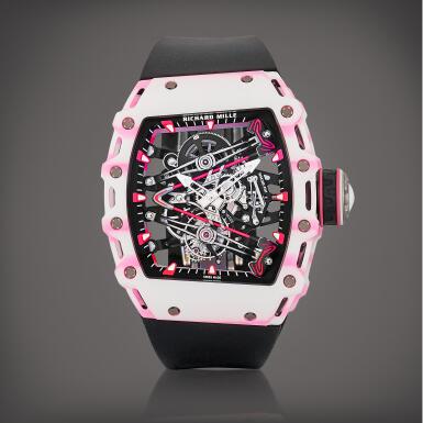 View full screen - View 1 of Lot 2293. Tourbillon Bubba Watson, Reference RM38-02 | A brand new limited edition carbon fibre and quartz fibre skeletonised tourbillon wristwatch, Circa 2022 | Richard Mille | TOURBILLON BUBBA WATSON 型號RM38-02 | 全新限量版碳纖維及石英纖維鏤空陀飛輪腕錶,約2022年製.
