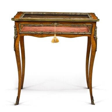View full screen - View 1 of Lot 123. A Louis XV style brass-mounted kingwood bijouterie table, late 19th century.
