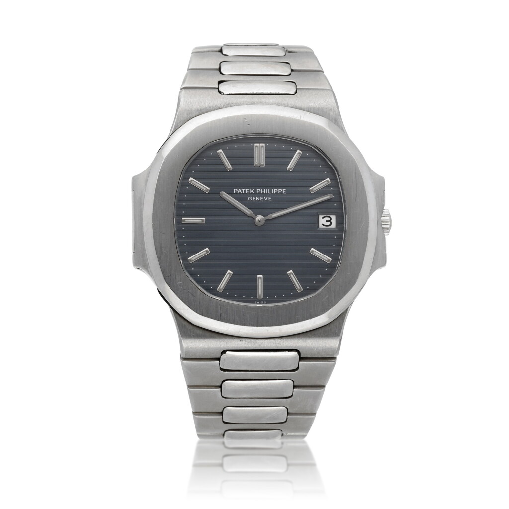 View full screen - View 1 of Lot 10. Nautilus 'Jumbo', Ref. 3700/001 | A stainless steel wristwatch with date and bracelet | Circa 1977.