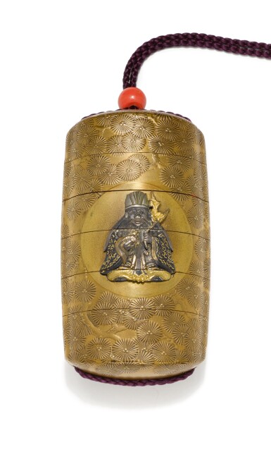 View full screen - View 1 of Lot 94. A FIVE-CASE INRO, SIGNED YOYUSAI AND HOGEN HARUAKI | EDO PERIOD, 18TH CENTURY.