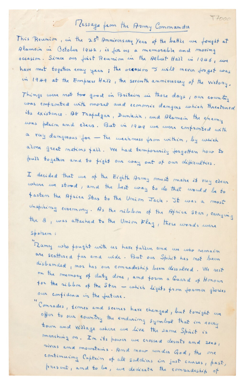 View full screen - View 1 of Lot 101. Field Marshal Montgomery of Alamein | Notes on the 25th anniversary of the Battle of El-Alamein, 1967.